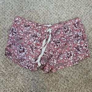 Victoria’s Secret 100% silk sleep shorts size small drawstring waist floral